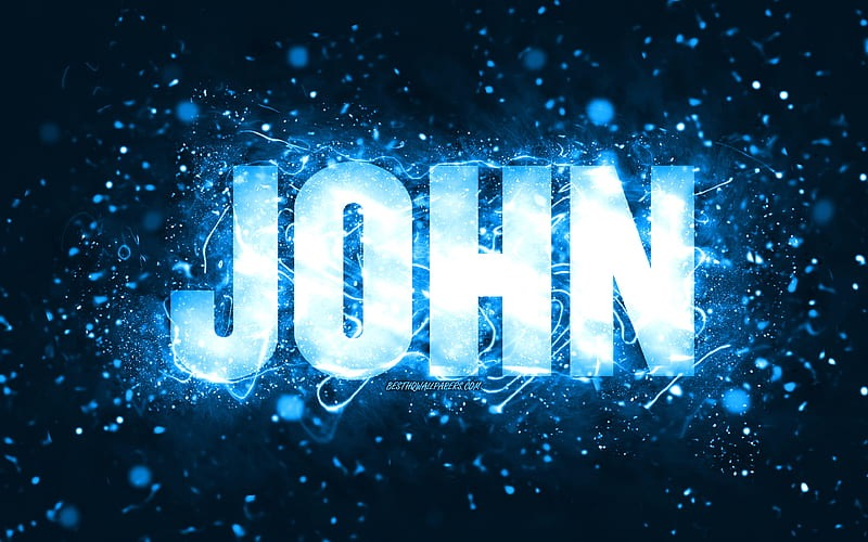 The word "John" in shining blue light with sparks or flares coming off the letters like hot metal sparking