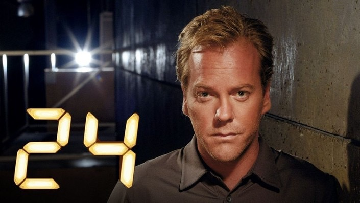 Jack Bauer beside the logo for the TV series 24